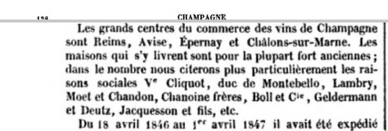 Der Eintrag von 1853 im Dictionnaire de la conversation, der Boll et Cie unter den alten Champagnerhäusern nennt