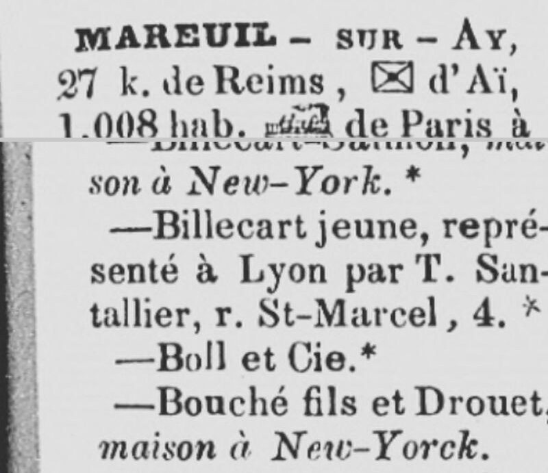 Adressbuch Didot-Bottin von 1855 mit Boll et Cie in Mareuil-sur-Aÿ